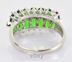 Green Tourmaline and Diamond Ring in 10k White Gold 2.92 Carats Size 8.25