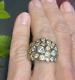 Huge Sterling Silver Yellow Gold Plated Cz Unusual Bubble Wide Band Ring Sz 9.5