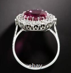 Halo Design Purple & White Round Moissnaites Studded Women's Ring In 935 Silver