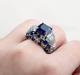 Handcrafted Royal Dome Shape Blue Sapphires & White Cubic Zirconia Women's Ring
