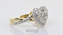 Heart Ring Diamond Band in 14k Yellow Gold. 50 Carats Size 6