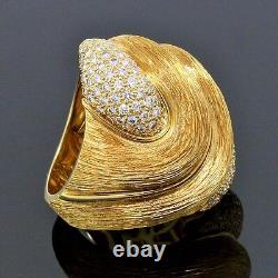 Henry Dunay 18K Yellow Brushed Gold Dome Diamond Ring Size 6.5