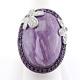 Huge Cabochon Shape Purple Charoite & White Diamonds Flower Dome Women's Ring
