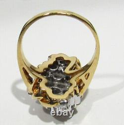 LARGE OLD Signed Trubrite 7.2g 1.00 tcw Diamond 14k Yellow Gold Cluster Ring 8