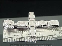 Men's 3ct Simulated Diamond Designer Domed Cross Pendant 14k White Gold Plated