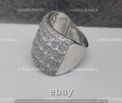 Men's 4 CT Round Cut Moissanite Dome Wedding Ring 14K White Gold Plated SZ -9