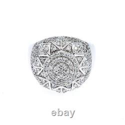 Mens 10KWhite Gold Plated Pave Lab Created Diamond Domed Face Pinky Ring Band