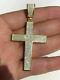 Mens Dome Cross Shape Pendant 2ct Round Simulated Diamond 14k Yellow Gold Plated