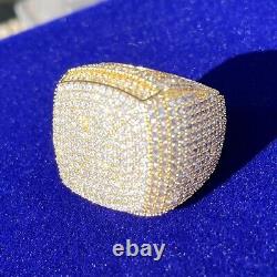 Mens ICE OUT Lab Created Diamond 14K Yellow Gold Plated Hip Hop Pinky Ring 3Ct