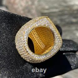 Mens ICE OUT Lab Created Diamond 14K Yellow Gold Plated Hip Hop Pinky Ring 3Ct