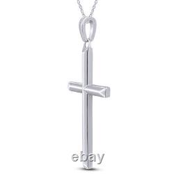 Mens Large Domed Polished Cross Pendant Necklace 18 Rope Chain 10k Gold