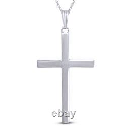 Mens Large Domed Polished Cross Pendant Necklace 18 Rope Chain 10k Gold