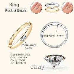 Moissanite Dome Ring Emerald Cut, Princess Cut, or Oval Cut Moissanite Band Ring