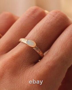 Natural Fire Opal Yellow Gold Plated On Silver Vintage Wedding/Engagement Ring