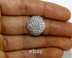 Natural Round Diamond Cluster Pave Dome Ring Band 14k White Gold 3.48Ct