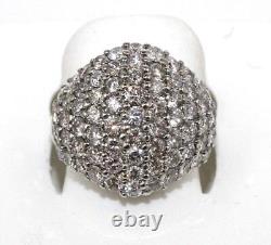 Natural Round Diamond Cluster Pave Dome Ring Band 14k White Gold 3.48Ct