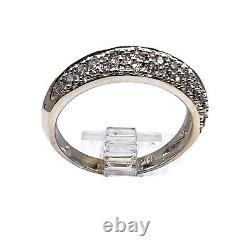 Natural White Diamond Dome Reversable Stackable Band Ring Real 14k White Gold