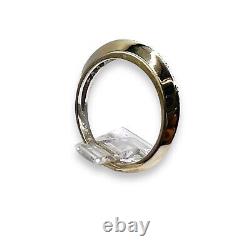 Natural White Diamond Dome Reversable Stackable Band Ring Real 14k White Gold