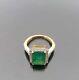 Natural Zambian Emerald Gemstone Moissanite Ring Solid 10k Yellow Gold Ring