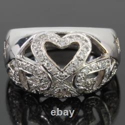 New 16.5K White Gold Hearts & Stars Statement / Anniversary / Cocktail Dome Ring