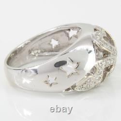 New 16.5K White Gold Hearts & Stars Statement / Anniversary / Cocktail Dome Ring