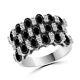 Oval Black Spinel & Cubic Zirconia 925 Sterling Silver Dome Ring