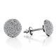 Pave Set Shiny White 1.42ct Moissanites In 10k White Gold Dome Stud Earrings