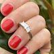 Platinum Princess-cut Diamond Engagement Three Stone Ring 6.25 Signed Zei