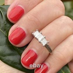 Platinum Princess-cut Diamond Engagement Three Stone Ring 6.25 Signed ZEI