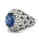 Pretty Blue Oval Cut 4.07ct Sapphire & White Diamonds Royal Floral Dome Ring