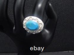 Ross Simons Sterling Silver white agate Turquoise wide dome ring EA 8.25
