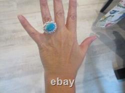 Ross Simons Sterling Silver white agate Turquoise wide dome ring EA 8.25