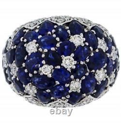 Royal Dome Design Blue 3.62CT Sapphires & White 1.09CT Diamonds Luxurious Ring