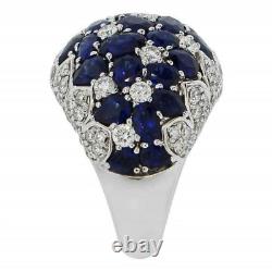Royal Dome Design Blue 3.62CT Sapphires & White 1.09CT Diamonds Luxurious Ring