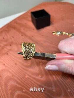 SALE! Designer 14K Yellow White Gold Diamond Cut Lattice Work Illusion Dome Ring