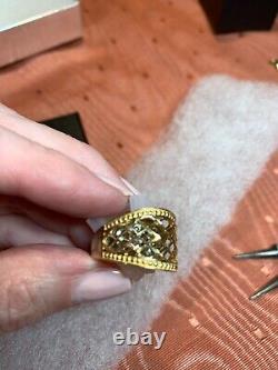 SALE! Designer 14K Yellow White Gold Diamond Cut Lattice Work Illusion Dome Ring