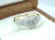 Solid 14k Yellow Gold Natural Diamond Pavé Dome Heart Bubble Ring 1/2 Ctw