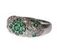 Solid 18k White Gold Natural Diamond Natural Emerald Ladies Dome Ring