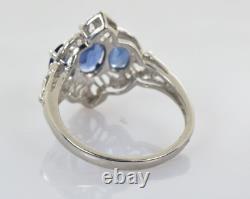 Sapphire Filigree Cocktail Ring in 14k Gold and Platinum 1.28 Carats Size 7