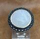 Signed Si 925 Sterling Cabochon Round Moonstone Black Onyx Halo Dome Ring 6.25