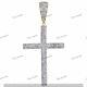 Silver 10k Gold Plated Cubic Zirconia Cross Pendant Tube Domed Men's 2.1 2ct