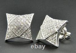 Simulated Diamond Stud Kite Shape Domed Mens 10K White Gold Finish Earring 1/3Ct