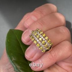 Sterling Silver Vermeil White Yellow CZ Cubic Zirconia Vintage Band Ring Sz 9.25