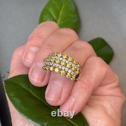 Sterling Silver Vermeil White Yellow CZ Cubic Zirconia Vintage Band Ring Sz 9.25