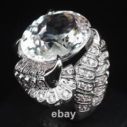 Stunning White Tourmaline Oval Rare 30.10Ct 925 Sterling Silver Handmade Rings