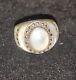 Surrounding Shell Mother Of Pearl On Silver 9.25 Ring Vintage 1950s