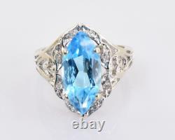 Topaz and Diamond Filigree Ring in 14k White Gold 3.33 Carats Size 6