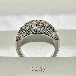 Twilight Dome Wedding Pave Set Men's Ring Lab Created Diamond White Gold Plated