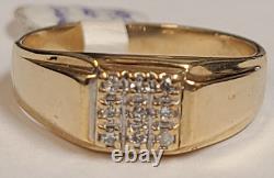 VINTAGE 14K. 12ct DIAMOND MENS Ladies Unisex 9 stone Ring Size 9.75 14K YG