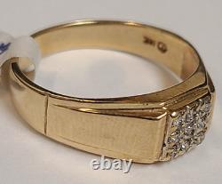 VINTAGE 14K. 12ct DIAMOND MENS Ladies Unisex 9 stone Ring Size 9.75 14K YG